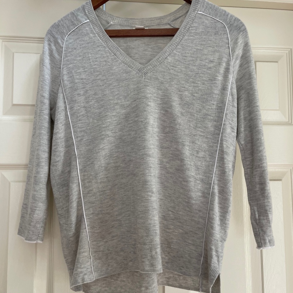J. Crew White Piping Sweater